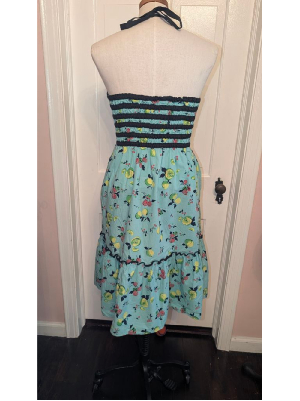 vintage Betsey Johnson fruit print Halter Dress 10 - Picture 8 of 13